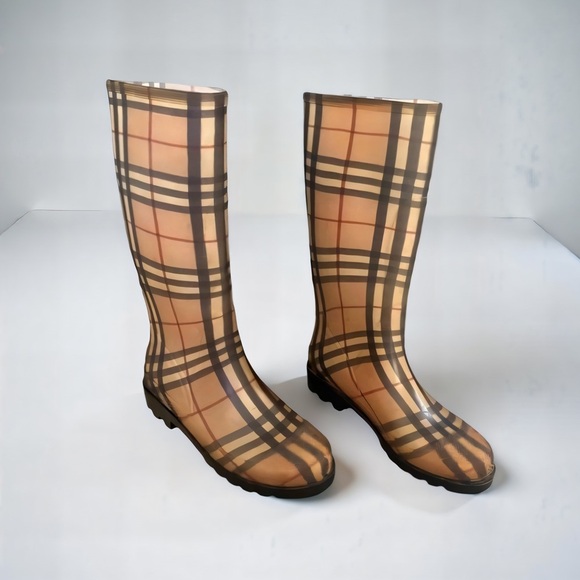 Burberry Nova Check Plaid Rubber Rain Boots y2k - Picture 1 of 9